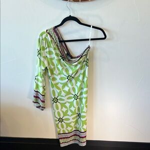 Analili Green Asymmetrical One Shoulder Cocktail Dress